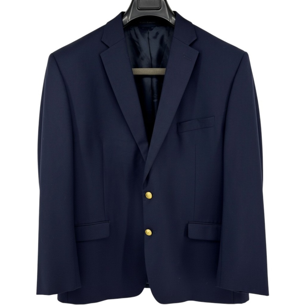 Lauren Ralph Lauren Mens Navy Blue 100% Wool Gold Button Crest Blazer 46R